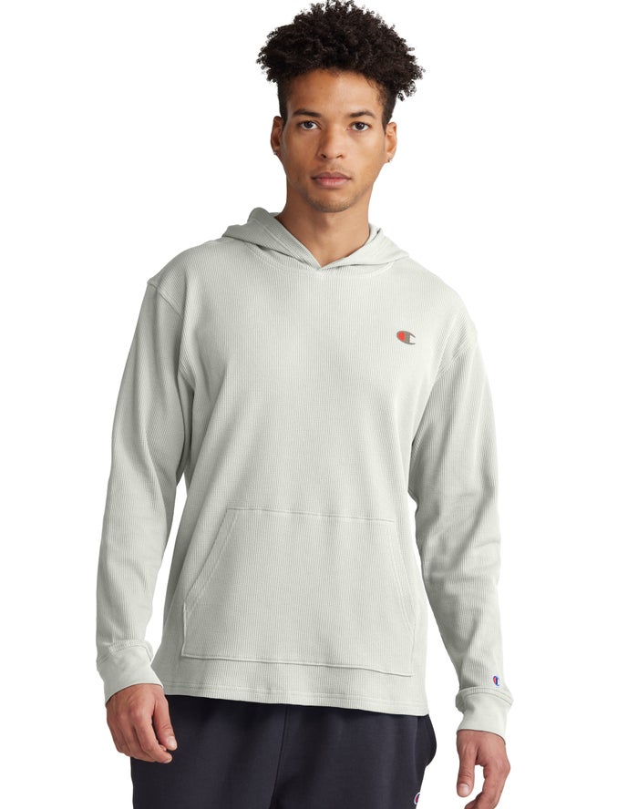 Champion Waffle Erkek Kapşonlu Sweatshirt Gri ( XLZKCA875 )